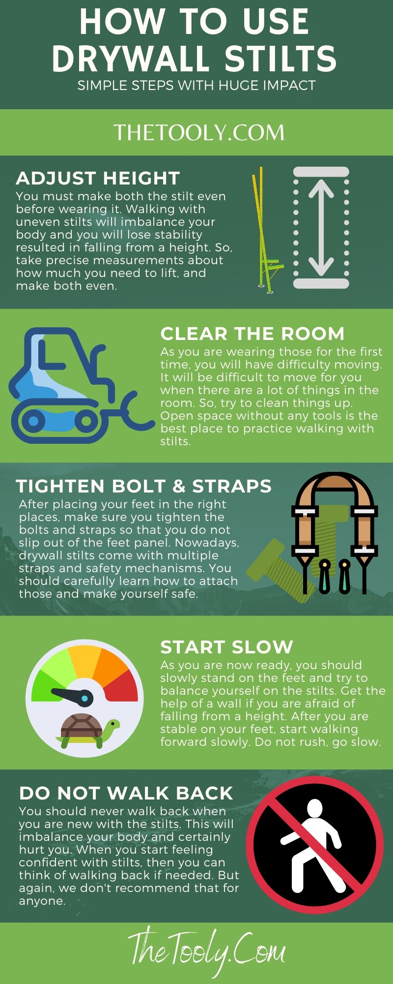 How to Use Drywall Stilts infographic